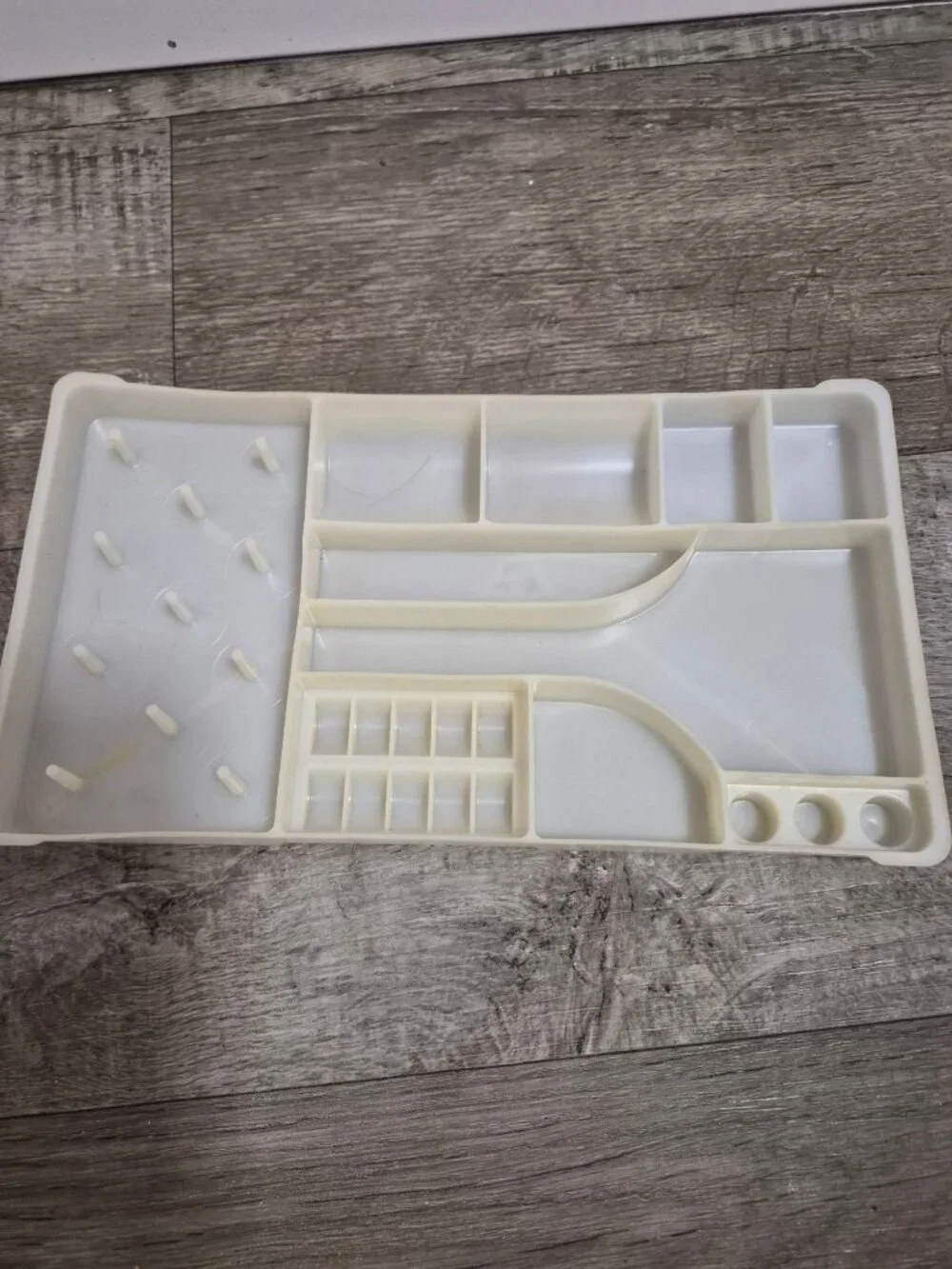 White Plastic Sewing Organizer Tray With Multiple Compartments Vintage